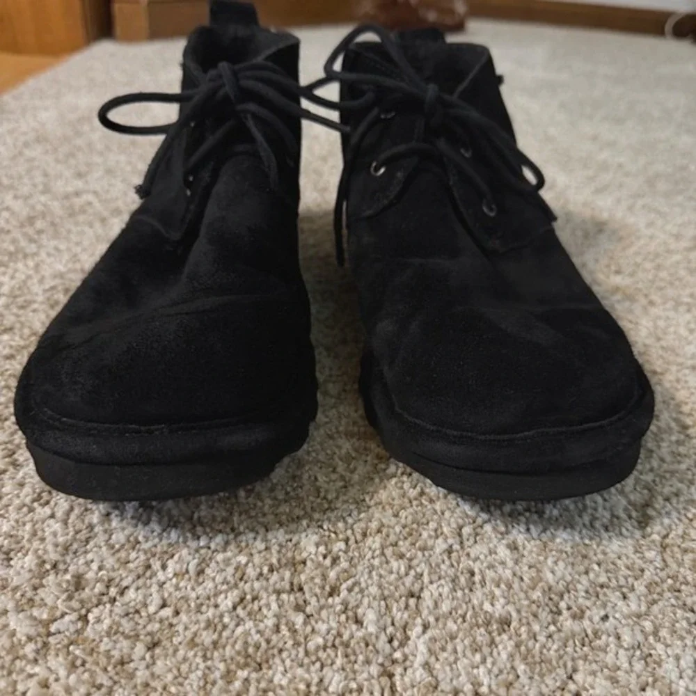 Bearpaw Skye Black Suede Leather Chukka  Boots Wool Lined Women Ankle Booties 10